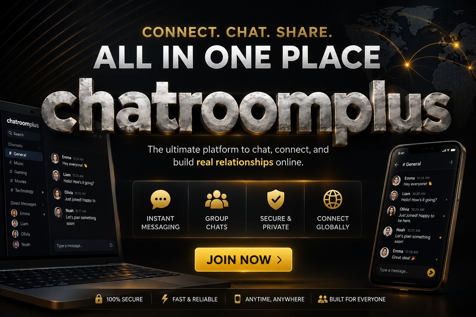chatroomplus — connect, chat, share, all in one place